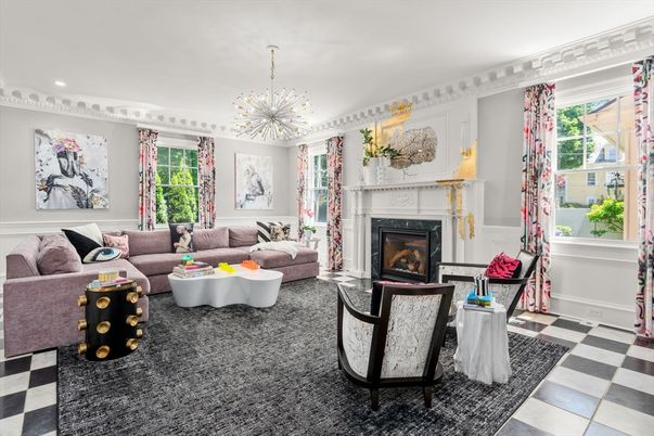 Fireplace, Interior, Living room, Pendant Lights, Recessed Lighting