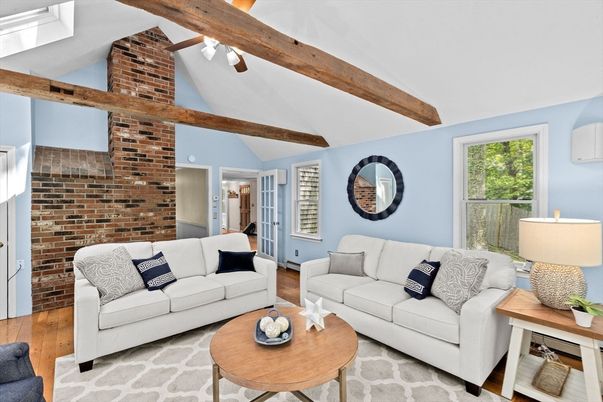 Fireplace, Interior, Living room, Stone Walls, Wooden Beams, Wood Texture Flooring
