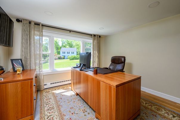 Home Office, Interior, Recessed Lighting, Wood Texture Flooring