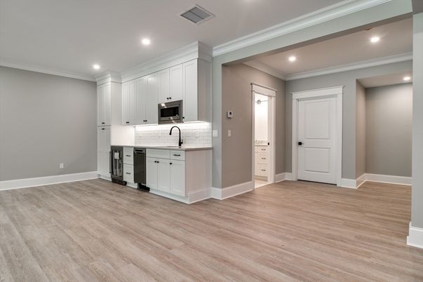 Interior, Kitchen, Recessed Lighting, Wood Texture Flooring