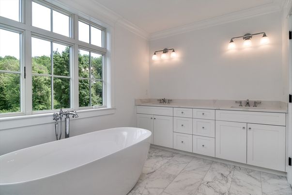 Bathroom, Dual Sink Vanities, Free Standing Baths, Interior, Marble
