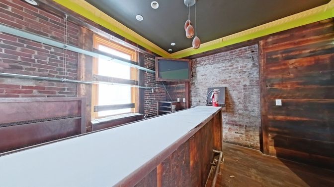 Interior, Pendant Lights, Recessed Lighting, Stone Walls, Wood Texture Flooring