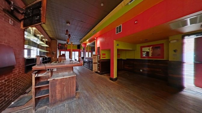 Interior, Kitchen, Recessed Lighting, Stone Walls, Wood Texture Flooring