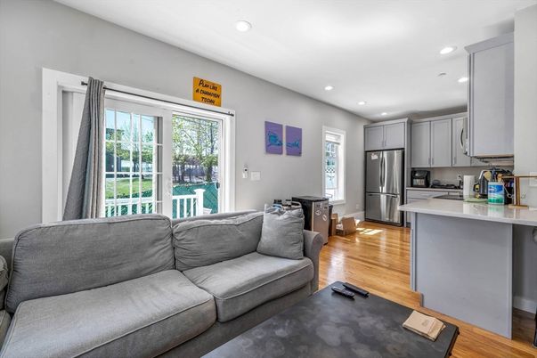 Interior, Kitchen, Living room, Recessed Lighting, Stainless Steel Appliances, Wood Texture Flooring