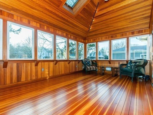 Interior, Sun Room, Wooden Ceilings, Wood Texture Flooring, Wooden Walls