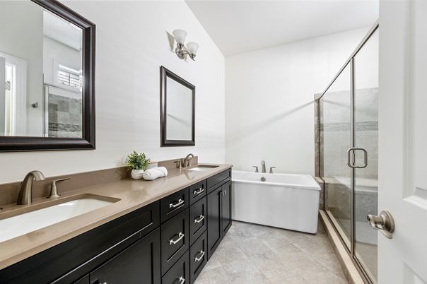 Bathroom, Dual Sink Vanities, Free Standing Baths, Glass Shower, Interior