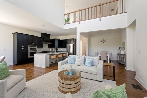 Dining room, Interior, Kitchen, Living room, Recessed Lighting, Stainless Steel Appliances, Wood Texture Flooring