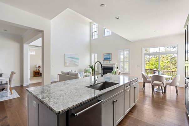 Dining room, Interior, Kitchen, Recessed Lighting, Wood Texture Flooring