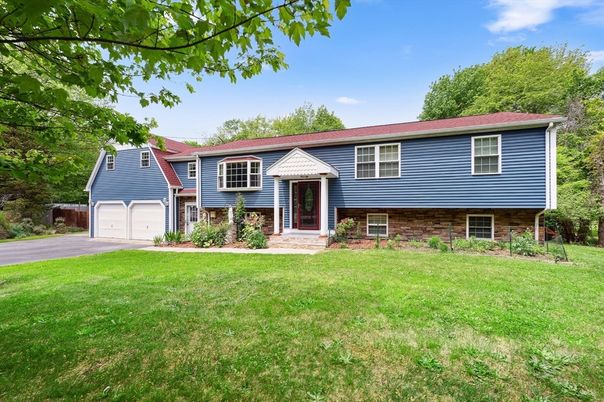 Attached, Backyard, Exterior, Facade, Brick Facade, Raised Ranch