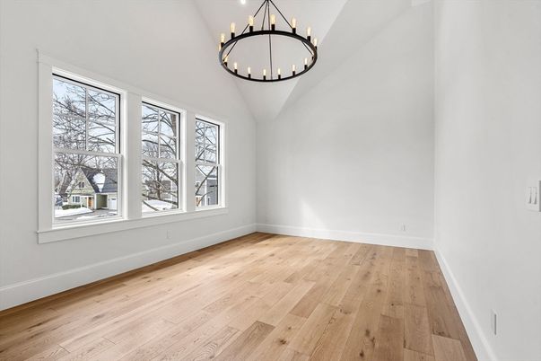 Empty room, Interior, Pendant Lights, Wood Texture Flooring