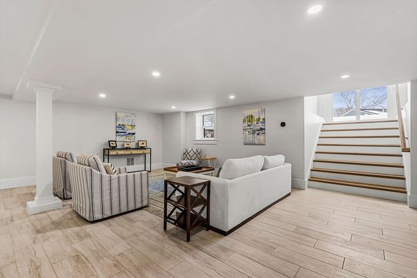 Interior, Living room, Recessed Lighting, Wood Texture Flooring