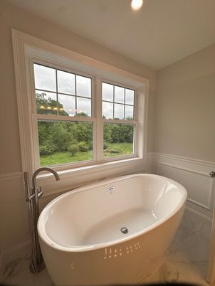 Bathroom, Free Standing Baths, Interior, Marble, Recessed Lighting