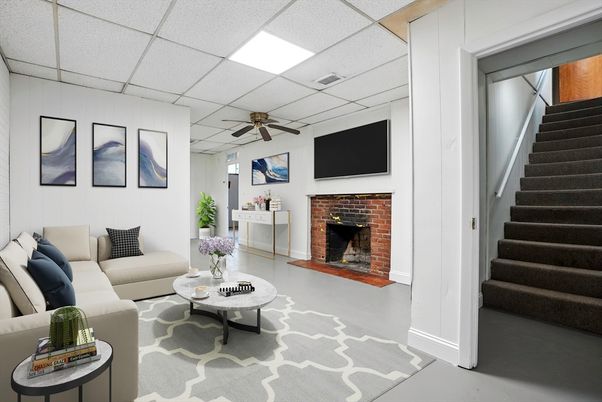 Fireplace, Interior, Living room, Recessed Lighting