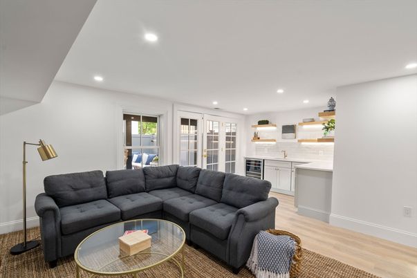 Interior, Kitchen, Living room, Recessed Lighting, Wood Texture Flooring