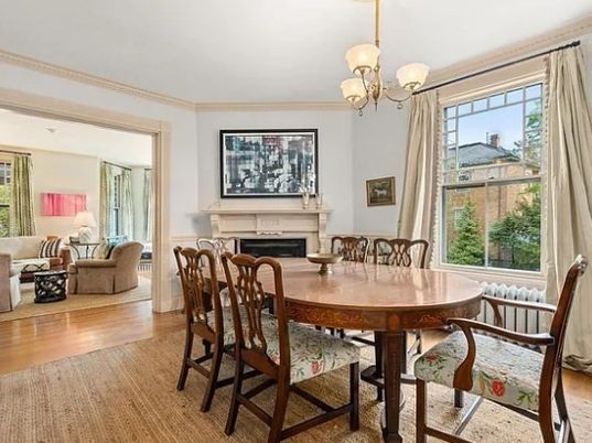 Chandelier, Dining room, Fireplace, Interior, Living room, Wood Texture Flooring