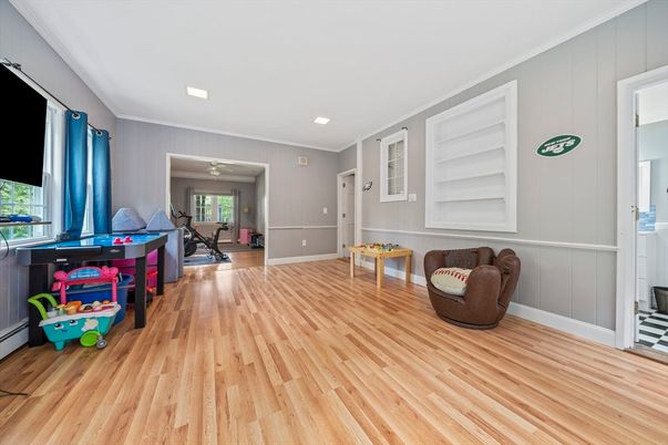 Game Room, Interior, Recessed Lighting, Wood Texture Flooring