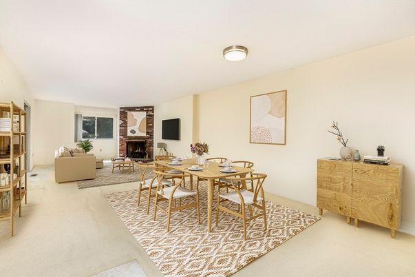Dining room, Fireplace, Interior, Living room