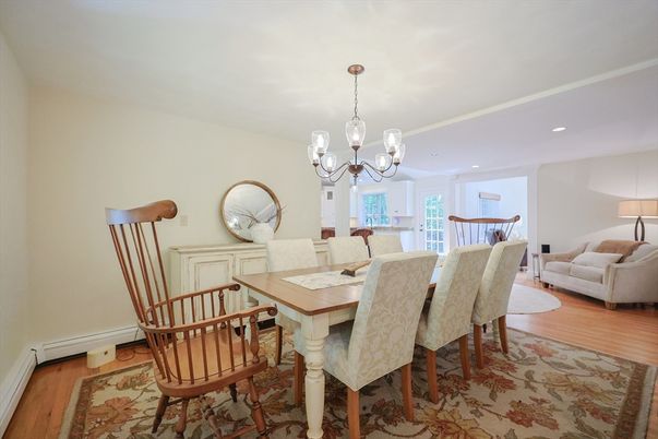 Chandelier, Dining room, Interior, Recessed Lighting, Wood Texture Flooring