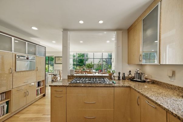 Dining room, Interior, Kitchen, Recessed Lighting, Wood Texture Flooring