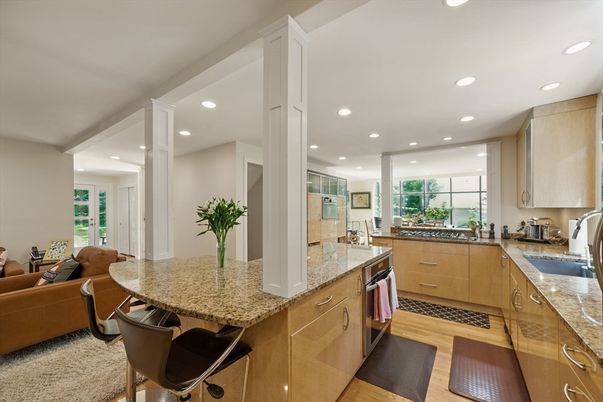 Interior, Kitchen, Living room, Recessed Lighting, Wood Texture Flooring