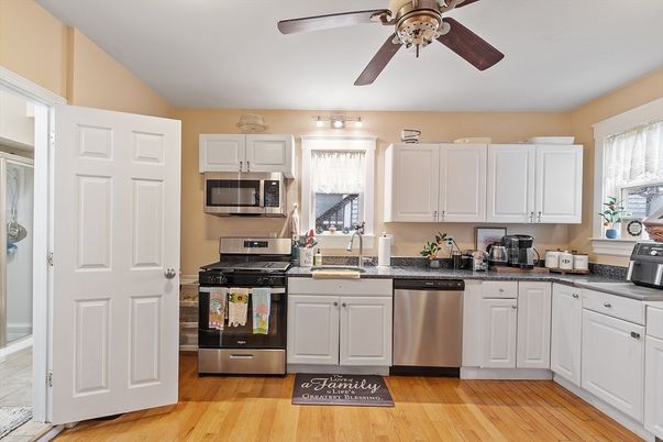 Interior, Kitchen, Stainless Steel Appliances, Wood Texture Flooring