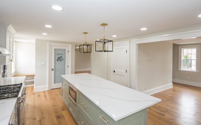 Interior, Kitchen, Pendant Lights, Recessed Lighting, Wood Texture Flooring