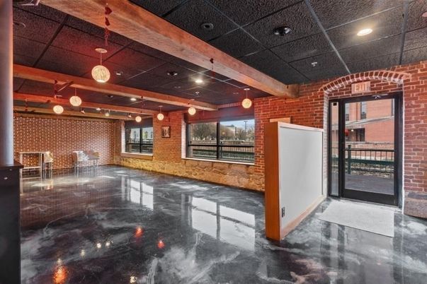 Empty room, Interior, Pendant Lights, Recessed Lighting, Stone Walls