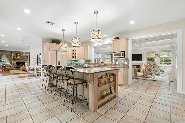 Dining room, Fireplace, Interior, Kitchen, Pendant Lights, Recessed Lighting