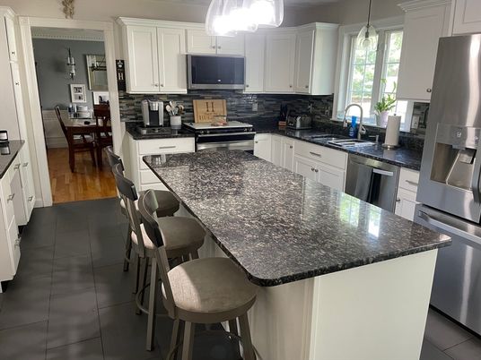 Interior, Kitchen, Pendant Lights, Stainless Steel Appliances, Wood Texture Flooring