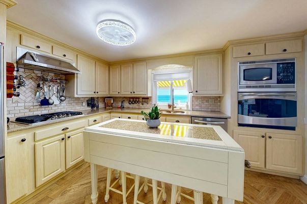 Interior, Kitchen, Stainless Steel Appliances, Water, Wood Texture Flooring