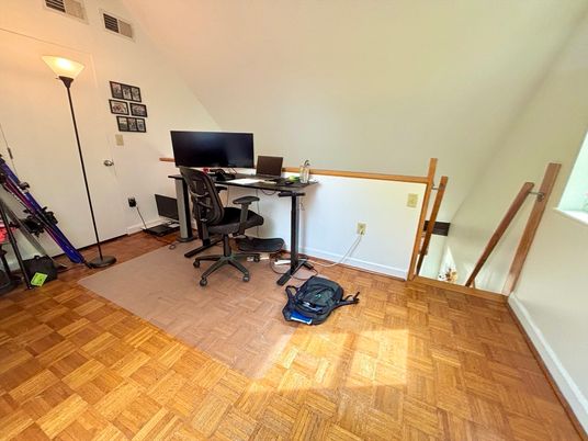 Fitness Equipment, Home Office, Interior, Wood Texture Flooring