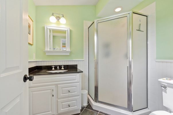 Bathroom, Glass Shower, Interior, Recessed Lighting