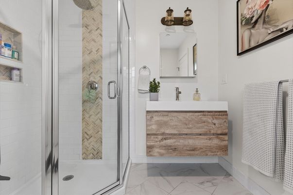 Bathroom, Glass Shower, Interior, Marble