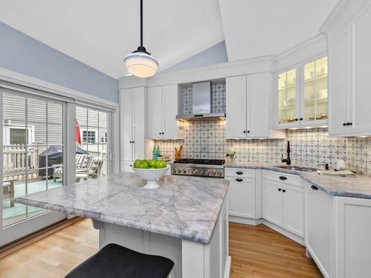 Interior, Kitchen, Pendant Lights, Stainless Steel Appliances, Wood Texture Flooring