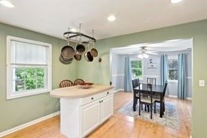 Dining room, Interior, Recessed Lighting, Wood Texture Flooring