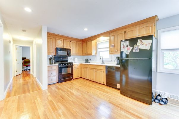 Interior, Kitchen, Recessed Lighting, Wood Texture Flooring