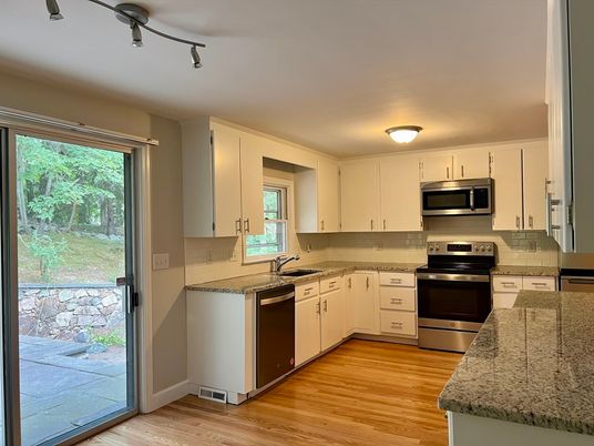 Interior, Kitchen, Stainless Steel Appliances, Wood Texture Flooring