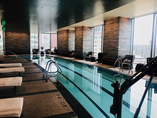 Interior, Pool, Recessed Lighting, Stone Walls