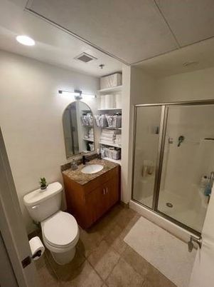 Bathroom, Glass Shower, Interior, Recessed Lighting