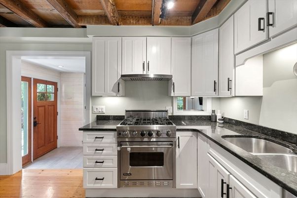 Interior, Kitchen, Stainless Steel Appliances, Wooden Beams, Wooden Ceilings, Wood Texture Flooring
