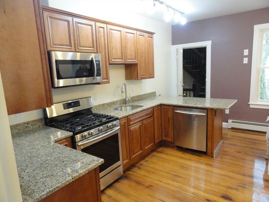 Interior, Kitchen, Stainless Steel Appliances, Wood Texture Flooring