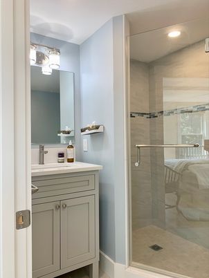 Bathroom, Glass Shower, Interior, Recessed Lighting