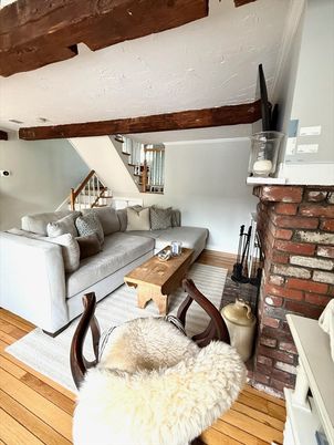 Fireplace, Interior, Living room, Wooden Beams, Wood Texture Flooring
