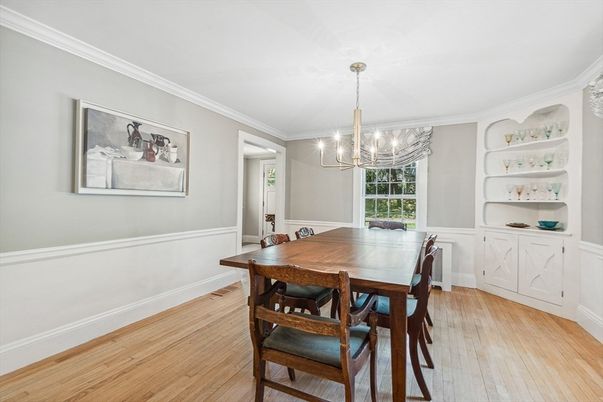 Chandelier, Dining room, Interior, Wood Texture Flooring