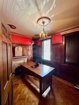 Chandelier, Home Office, Interior, Wood Texture Flooring