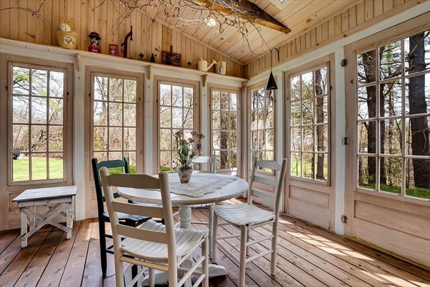 Dining room, Interior, Sun Room, Wooden Beams, Wooden Ceilings, Wood Texture Flooring, Wooden Walls