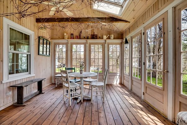 Dining room, Interior, Sun Room, Wood Texture Flooring