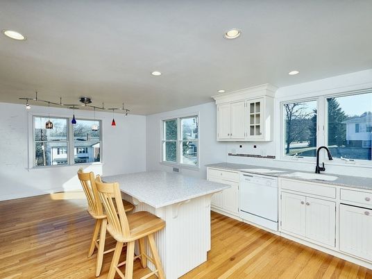 Interior, Kitchen, Recessed Lighting, Wood Texture Flooring