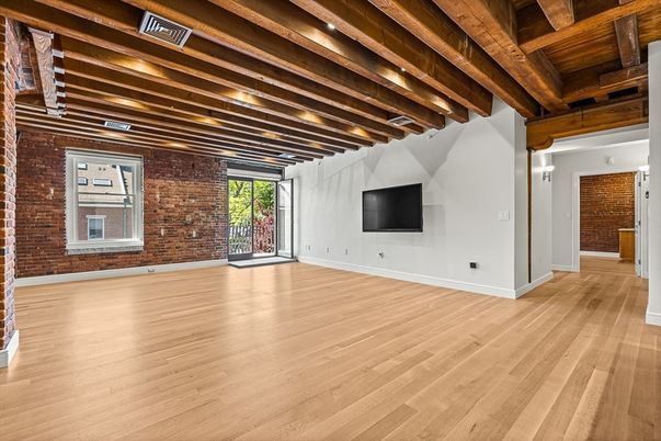 Empty room, Interior, Stone Walls, Wooden Beams, Wooden Ceilings, Wood Texture Flooring