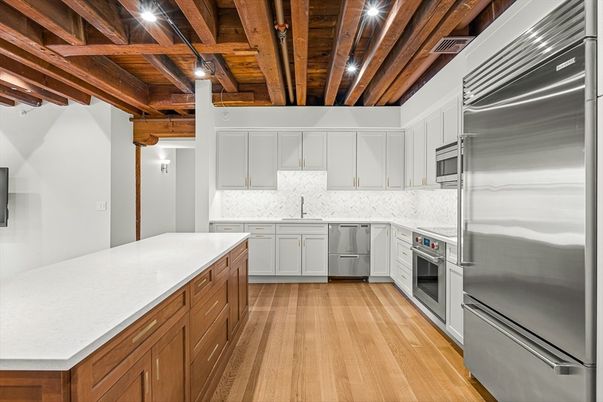 Interior, Kitchen, Stainless Steel Appliances, Wooden Beams, Wooden Ceilings, Wood Texture Flooring